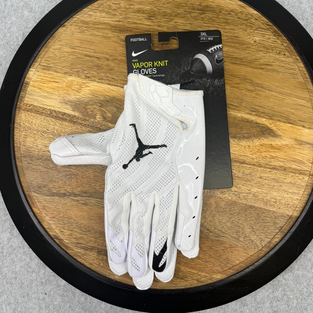 Nike Vapor Knit Jordan Football Gloves White Black Jumpman CK3017-102 Mens 3XL